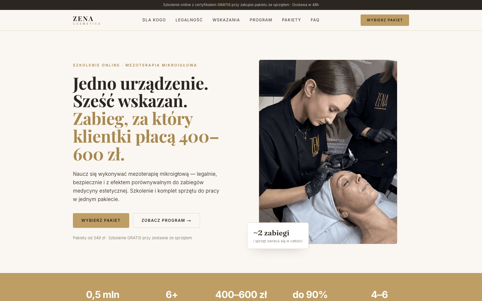 ZENA Cosmetics — premium beauty-education landing
